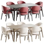 Wool silla chair and Babylon extendable oak wood table