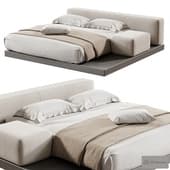 Weldon Cotton Lined Blend Headboard Microfiber Leather Wide Base Bed