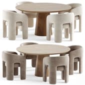 Byron Dining Chair and Round walnut dining table Qone