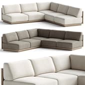 Mallorca Wood 3-Piece L-Shaped Armless Sofa