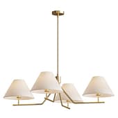 Posie Antique Brass Metal Empire Shade 4 Light Chandelier