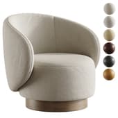 Modern Swivel Barrel Chairs With Wood Base