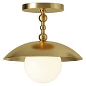 Antique Brass Dome Ceiling Light with Opal Globe