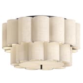 Folia  scalloped natural linen flush pendant