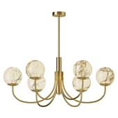 Natural Alabaster Globe Chandelier 6 Light Brass Chandelier