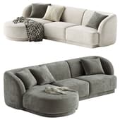3.5-seater corner sofa Miley left velvet