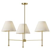 Mid Century 3 Light Brass Chandelier