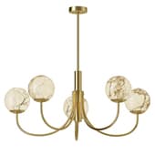 Natural Alabaster Globe Chandelier 5 Light Brass Chandelier