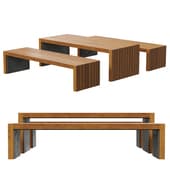 Уличная скамейка со столом P04 / Urban environment