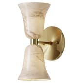 Brass Hourglass Sconce with Stone Shades
