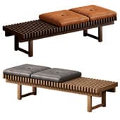 Banc En Frene Avec Assise En Cuir Sora
