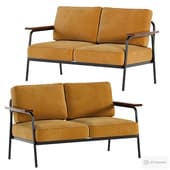 Mid Century Modern Loveseat with 2 Pillows Back and Square Arms