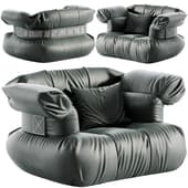 ASYLUM Leather armchair with armrests