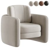 Wide Modern Chenille Upholstered Barrel Accent Chair