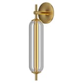 Zev Modern Brass Vertical Glass Wall Sconce