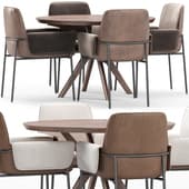 Стул Minotti и Обеденный стол Clark коричневого цвета