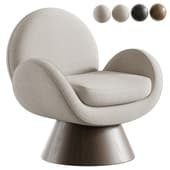 Swivel Armchair With Solid Wood Base
