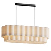 Folia oval scalloped natural linen pendant