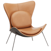 Faux Leather Wingback Slipper Accent Chair with Pillow & Metal Legs