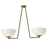Jeanne 2 lights brass and white glass flush mount