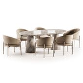 Linda and Oval Travertine Dining Table