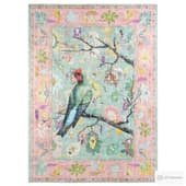 Apollo Botanical Birds Ushak Tropical Green Multi Color Rug