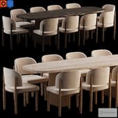 Eva Fabric & Mulholland Dining Set 024 by rh.com