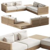 Batten 5-Piece Teak Sofa with table