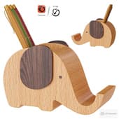 Wooden Elephant Pencil Holder