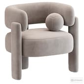 Wide Upholstered Modern 3Legs Barrel Accent Chair