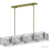 A series of row luminaires with rectangular embossed glass shades on straight and broken rails