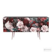 Midcentury Floral Black wood Rose Gold Sideboard Credenza Буфет