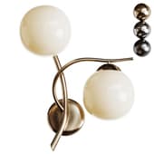 Wall sconce lamp with two white shades