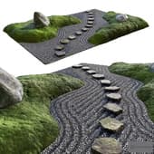 Lowpoly Japanese Rock (Zen) Garden 02