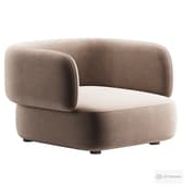 Blume Warm Brown Curved Velvet Armchair