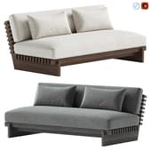 Taiko Stained Teak Outdoor Loveseat