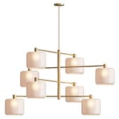 Crate & Barrel Colombe Burnished Brass and Glass Chandelier