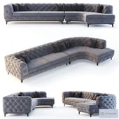 Homary L-Shaped Curved Gray Sectional Sofa
