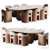 Junna Dining Chair and Santi Dining Table Dining Set