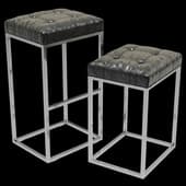 Restoration Hardware Reese Tufted Leather Stool