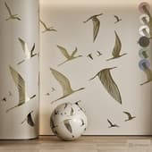 Обои с золотыми птицами | Wallpaper Golden Birds