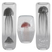 Jellyfish glass figurines set