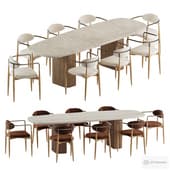 Arno Fabric Dining & Mulholland Stone Dining Set 002