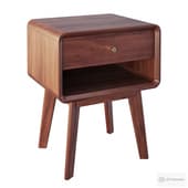 Homary Rustic Walnut Wooden Nightstand 1
