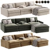 Malea 4 Piece L Shaped Charcoal Grey Performance Fabric Sectional Sofa with Ottoman